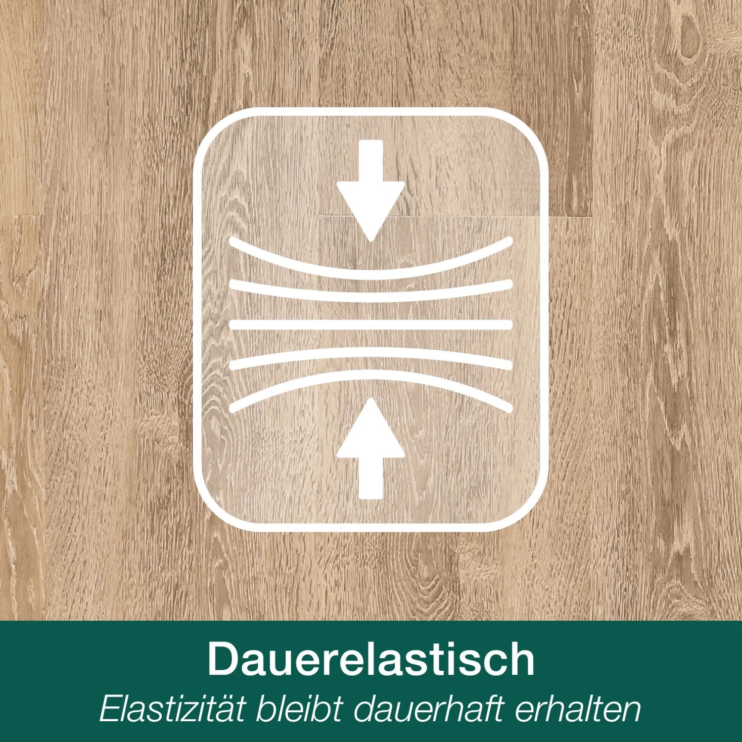 Symbol für dauerelastische Fugenmasse (Bona Home Fugendicht Fichte) auf Holzboden.