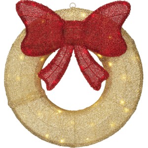 Gold-roter Weihnachtskranz mit Beleuchtung, Ø 40cm, für Innen & Außen.