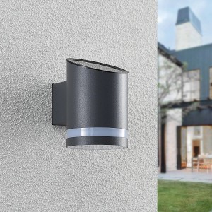 Moderne Lindby LED Solarleuchte Bentlas für den Außenbereich, schwarz, Edelstahl, spritzwassergeschützt.