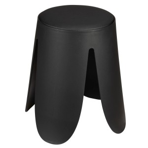 Schwarzer, matter Sitzhocker Comiso, Ø 44,5 cm, 46 cm hoch. Badhocker mit gepolsterter Sitzfläche.