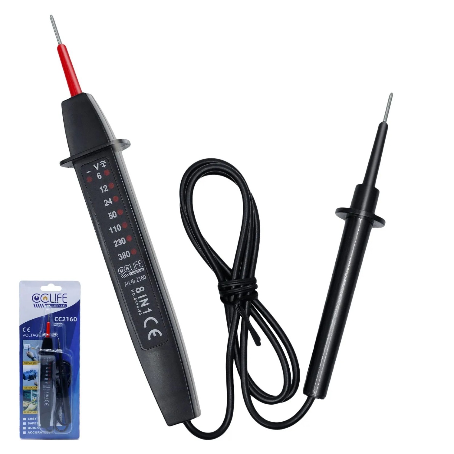 CCLIFE 2poliger Spannungsprüfer 6-380V AC DC LED Anzeige Robuster Phasenprüfer_2