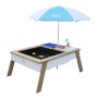 Axi Sand- und Wassertisch Linda mit Sonnenschirm, Spielküche und Zubehör.