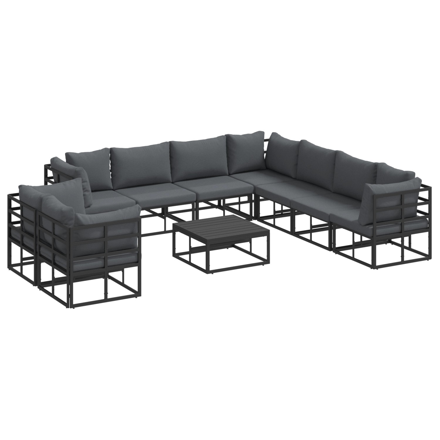 vidaXL Garten-Sofa-Set mit Kissen 10-Tlg Schwarz Aluminium 3378883 günstig online kaufen