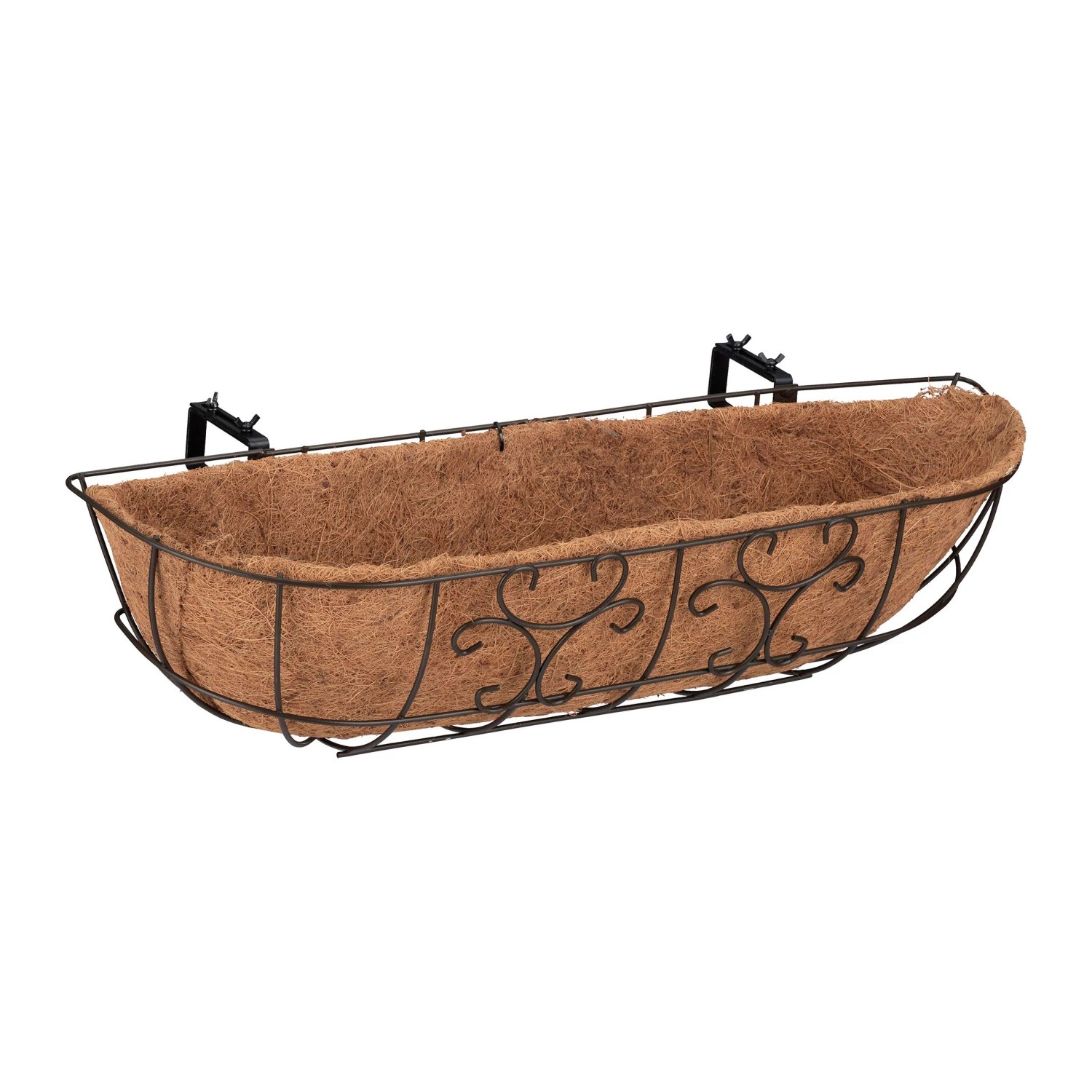 Relaxdays Blumenkasten Eisen Braun 3er Set mit Kokoseinlage 21 cm x 76 cm x 22 cm