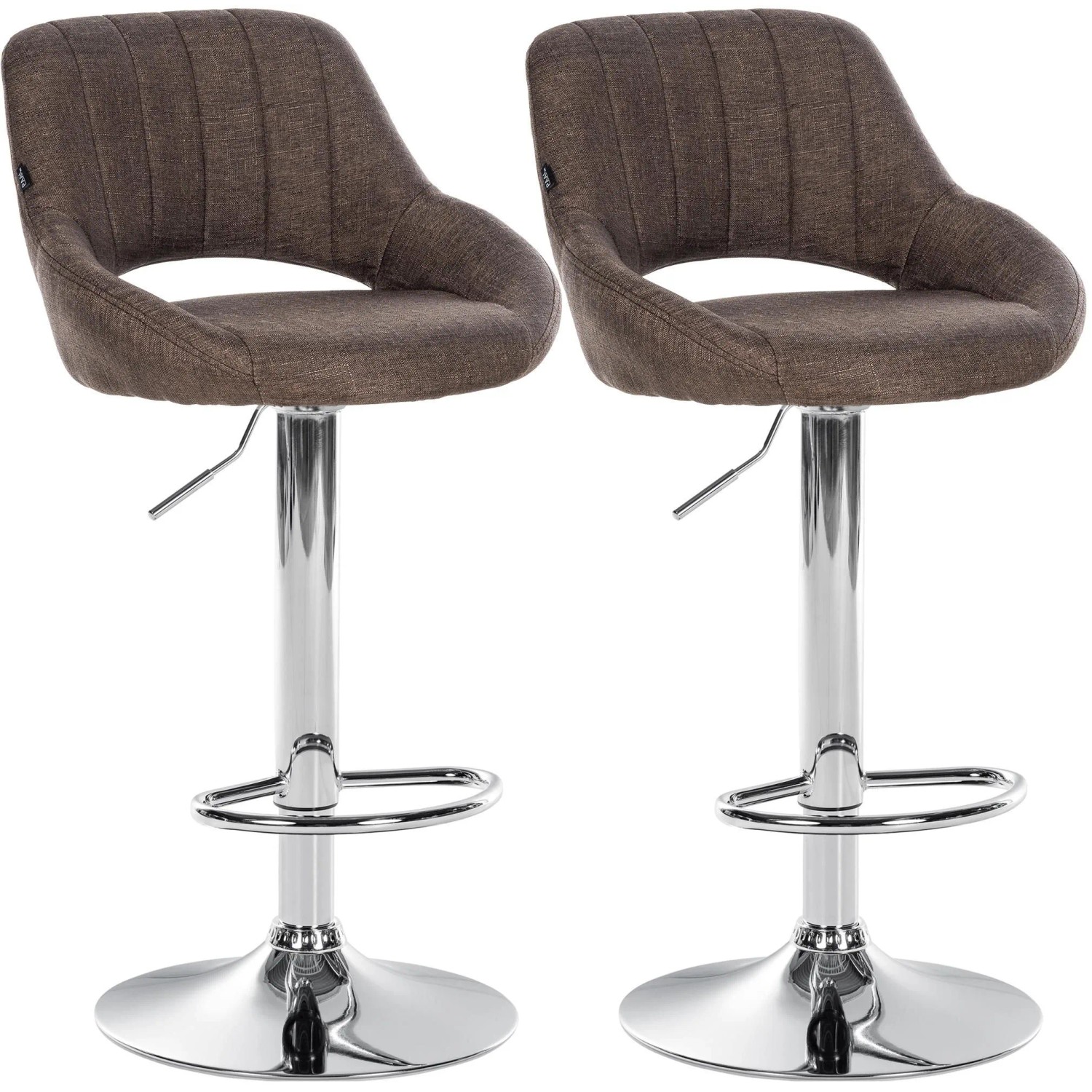 CLP 2er Set Barhocker Milet Stoff Metall in Chromoptik/braun
