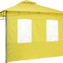 Gelbes Seitenteil-Set Lehua/Waya (2 Stk.) für Pavillons, ein Teil geschlossen, einer mit Fenster.