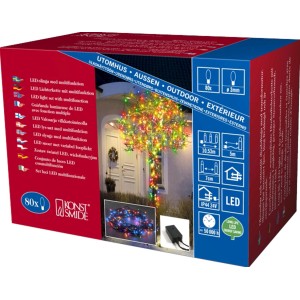 Konstsmide Micro LED Lichterkette mit 80 bunten LEDs für innen und außen, Verpackung.