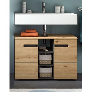 Inn.Furn Waschbeckenunterschrank in Eiche und Grau 80 cm Cooper