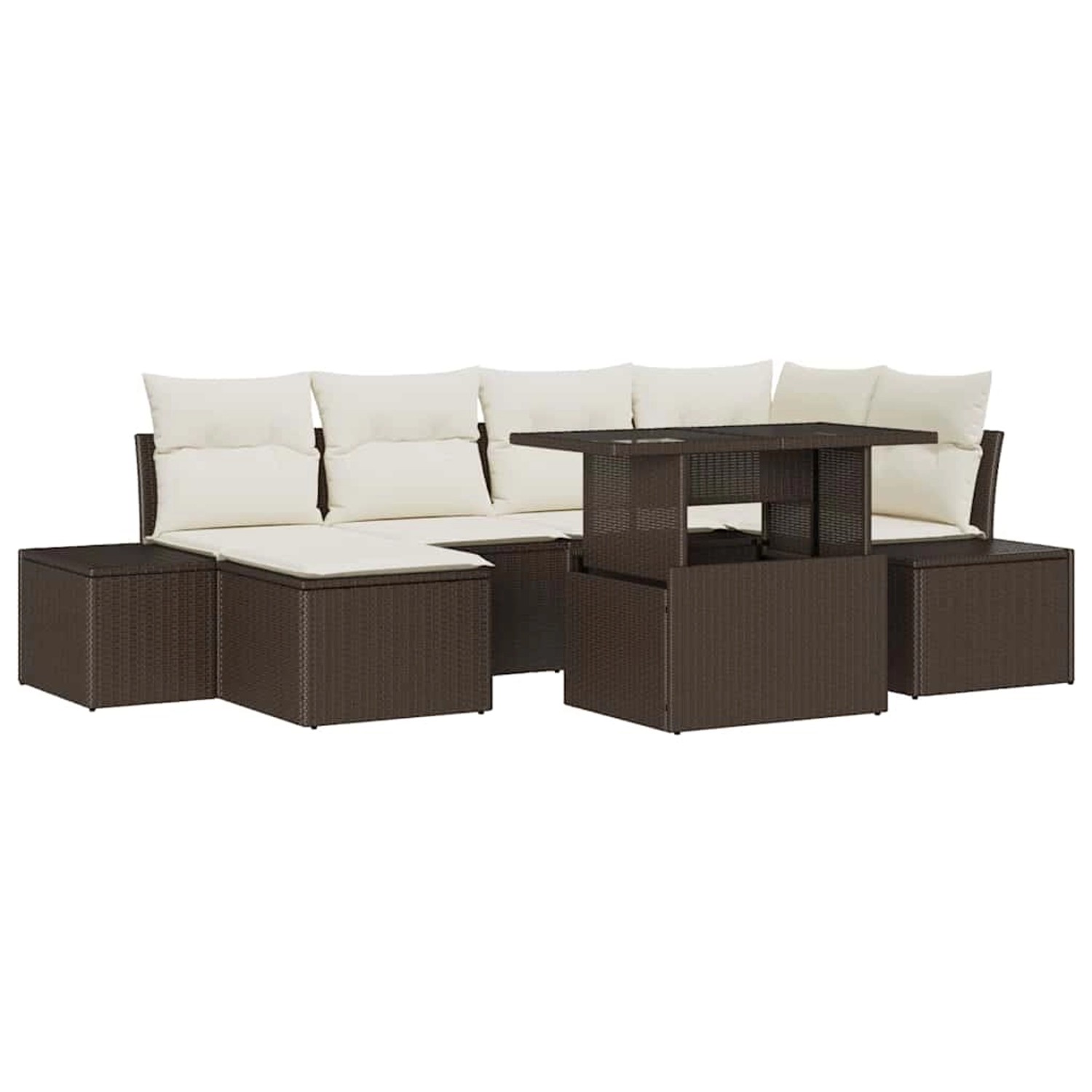 vidaXL Garten-Sofa-Set mit Speicher 7-Tlg Braun Poly Rattan 3357951 günstig online kaufen