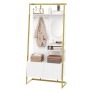 Weißes okwish Garderoben Set mit goldenem Metallrahmen, Spiegel, Haken und Stauraum für den Flur.