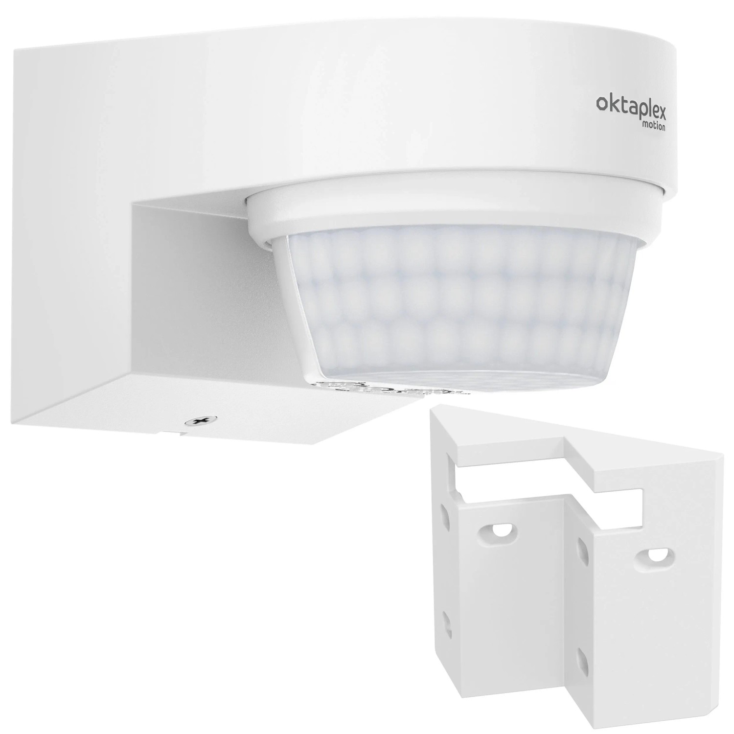 Oktaplex Eva Bewegunsgmelder Aussen 240 Grad IP65 Infrarotsensor 14m Weiß inkl. Eckhalterung