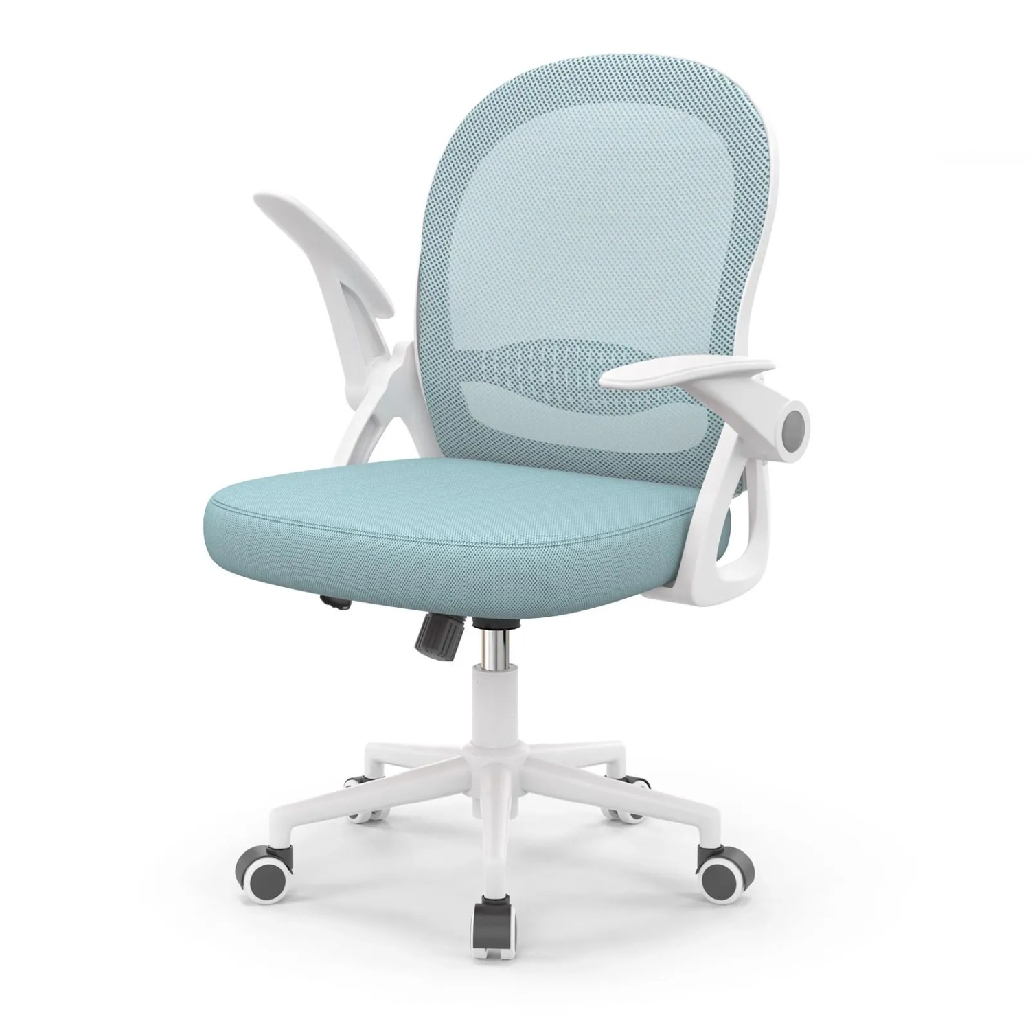 Rattantree Ergonomischer Drehstuhl mit Netzrücken Klapparmlehnen Höhenverstellbar Hellgrün