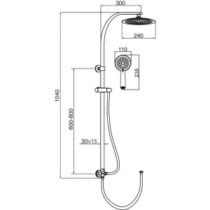 Euroshowers Duschsystem Alasca, 104 cm, Chrom. Mit Kopfbrause, Handbrause, Duschschlauch und 3 Strahlarten.