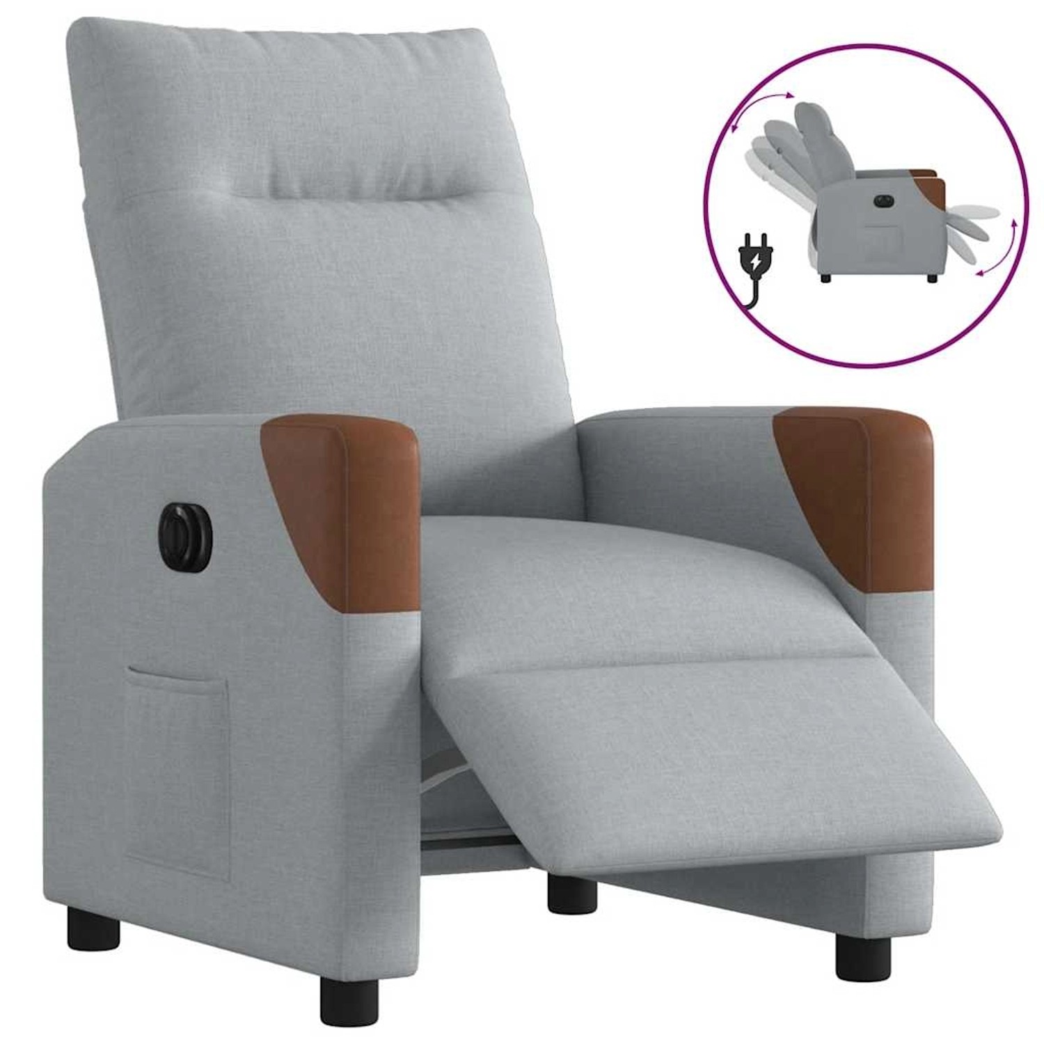 vidaXL Relaxsessel Elektrisch Hellgrau Stoff 3323990 günstig online kaufen