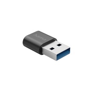 Hama USB-Adapter, USB-A-Stecker auf USB-C-Buchse, schwarz, zur Datenübertragung.