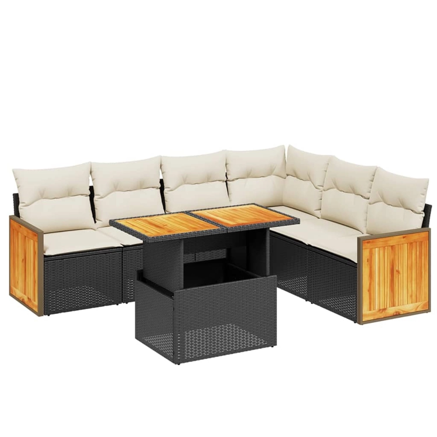 vidaXL 7-Tlg Garten-Sofagarnitur mit Kissen Schwarz Poly Rattan 3273975 günstig online kaufen