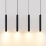 Moderne, schwarze 4-flammige LED-Hängeleuchte Kammeron aus Metall für Wohnzimmer.