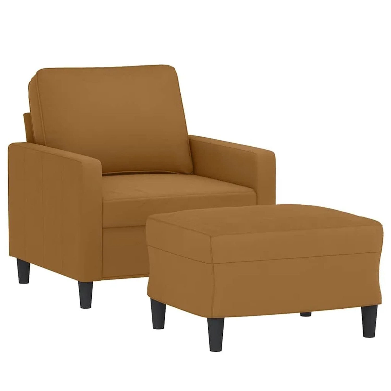 vidaXL Sessel mit Hocker Braun 60 cm Samt 3201052