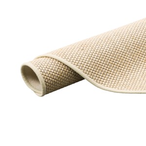 Gerollter, beiger Snapstyle Bentzon Teppich, ein runder Flachgewebeteppich (160cm) für Laminat und Fußbodenheizung.