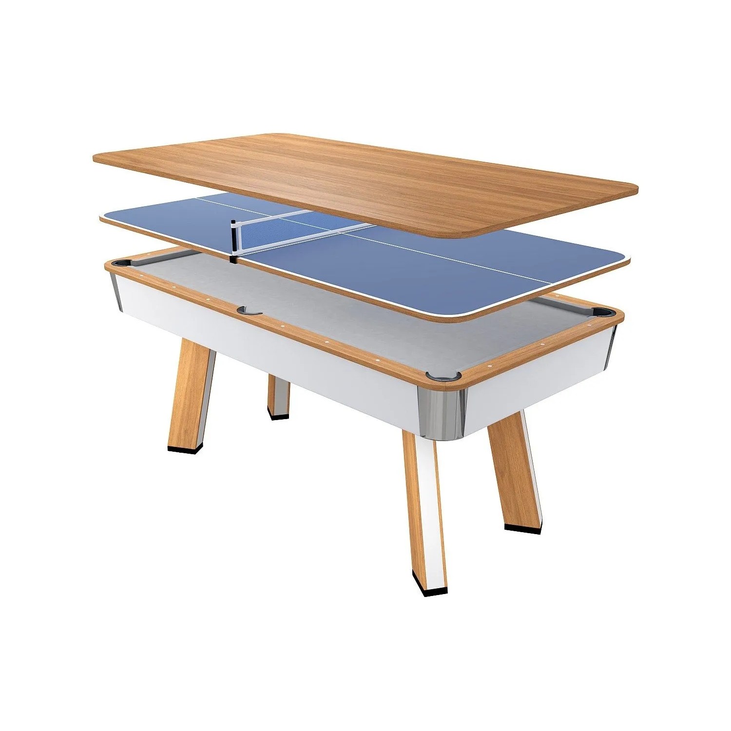 Vente-unique Billardtisch Sastala Naturfarben Hell  Weiß 213.4 cm
