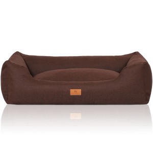 Knuffelwuff Hundebett Lotte Velours XL, 105x75cm, braun. Komfortables Hundekörbchen aus Velours.