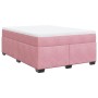 Rosa vidaXL Boxspringbett 140x190 cm mit Matratze und weißem Topper.
