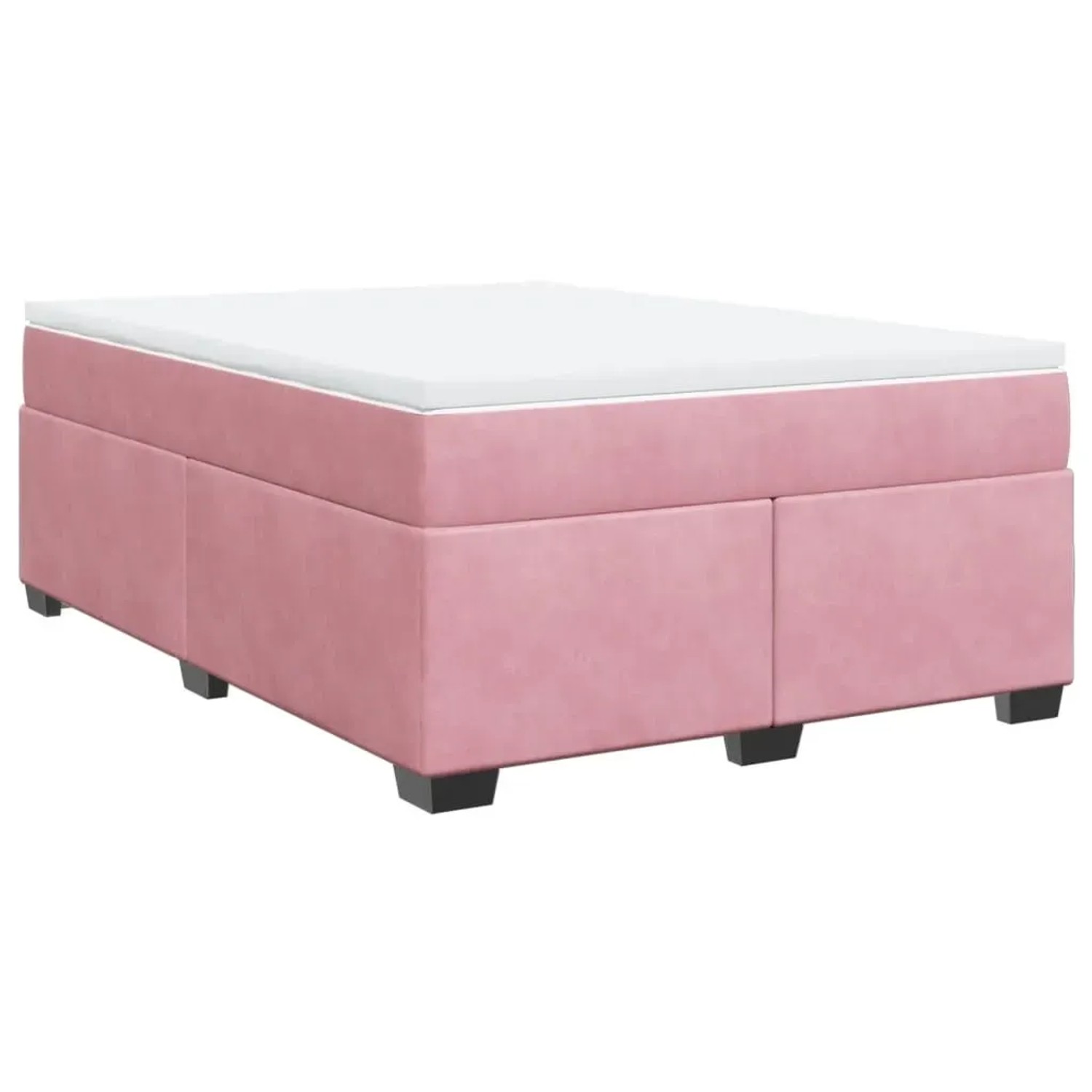 Rosa vidaXL Boxspringbett 140x190 cm mit Matratze und weißem Topper.