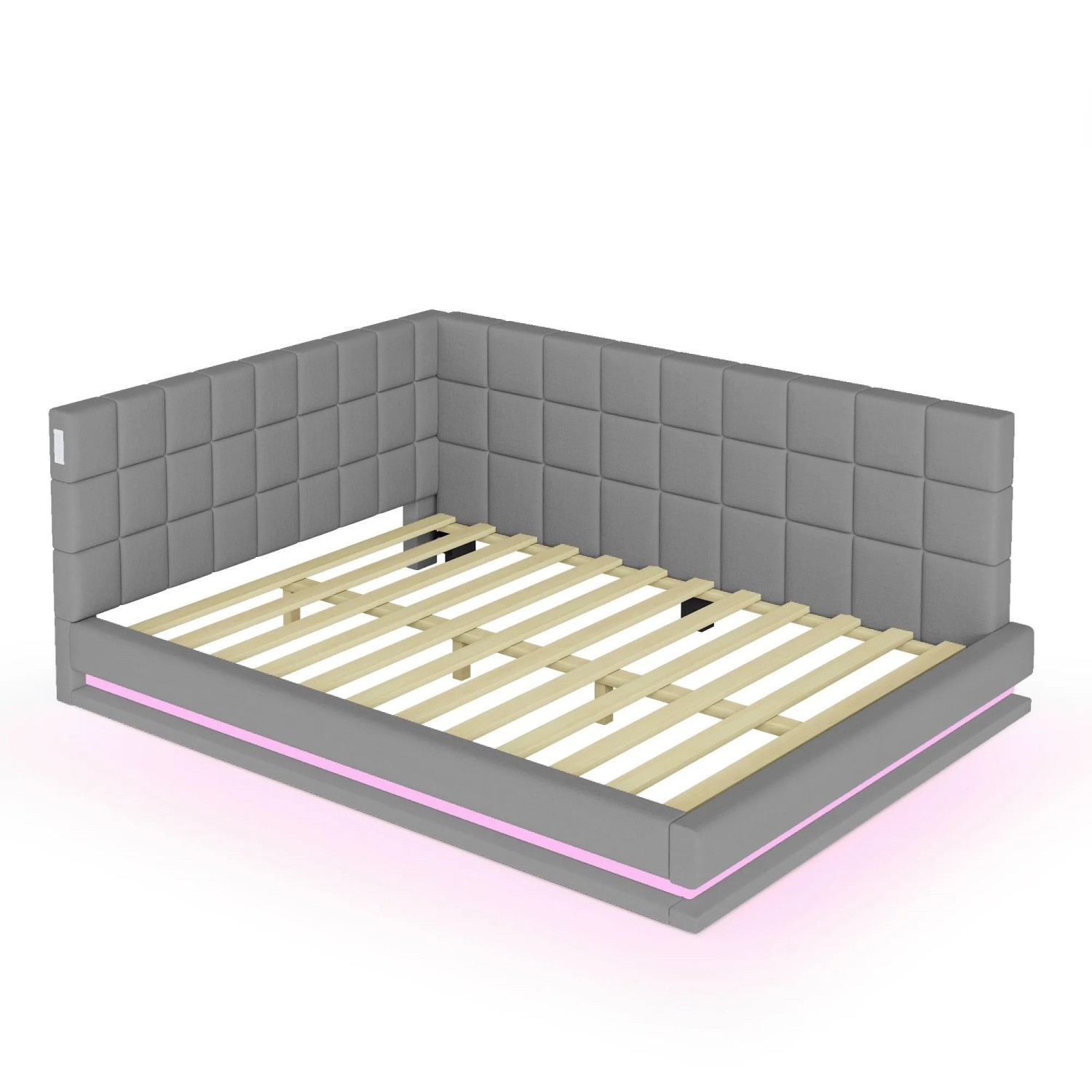 Merax Schlafsofa 140x200cm LED USB Leinen Grau