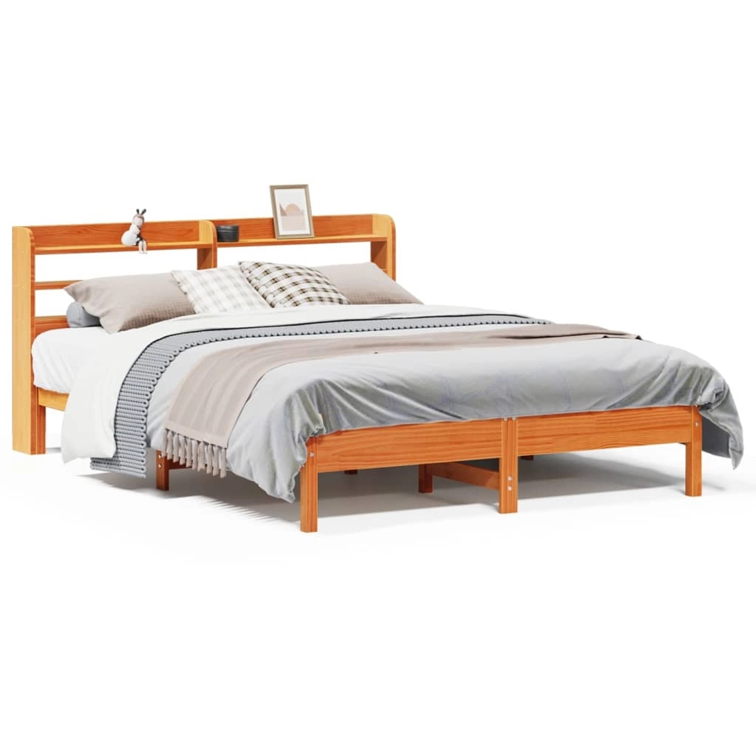 vidaXL Massivholzbett ohne Matratze Wachsbraun 150x200 cm Kiefernholz 33068 günstig online kaufen