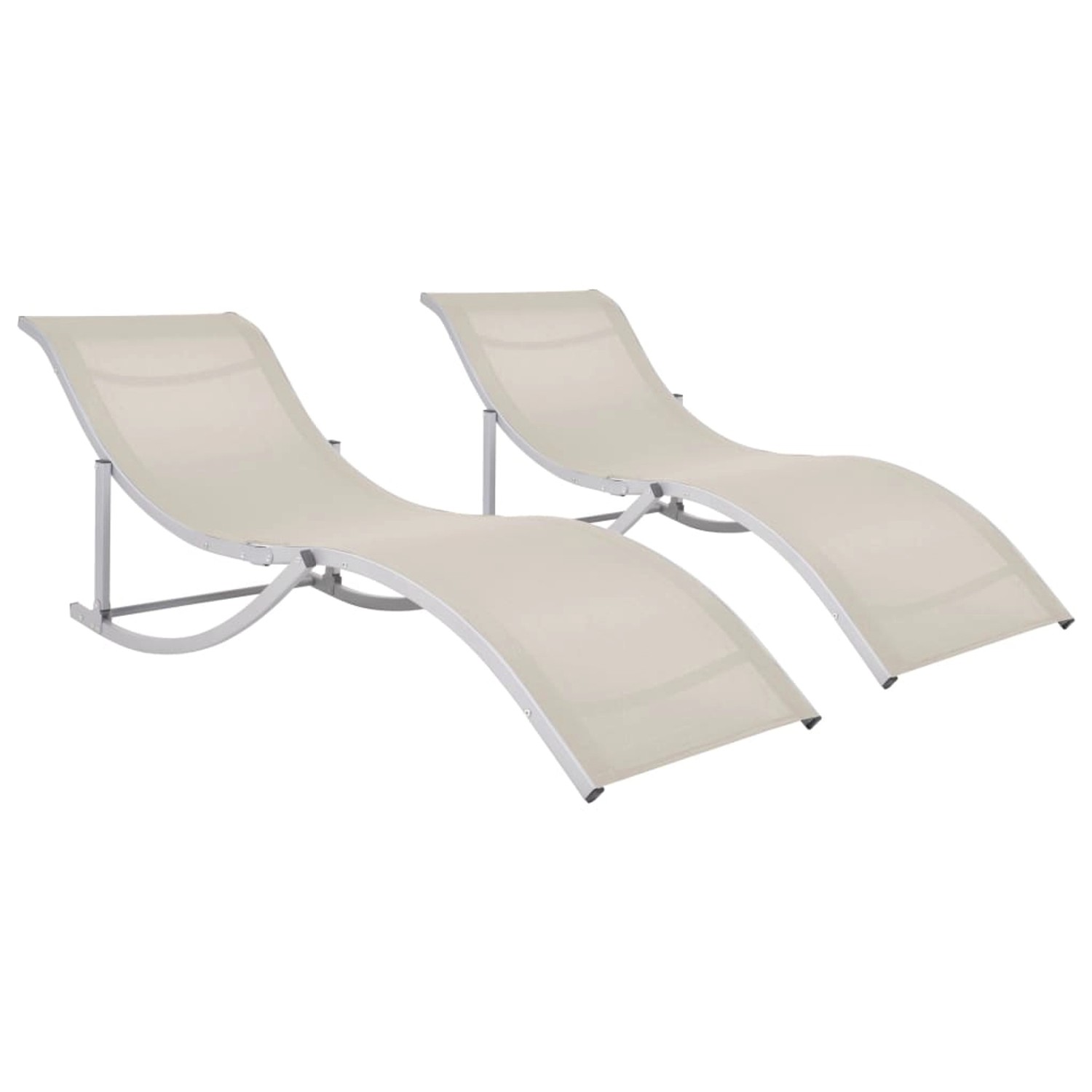vidaXL Klappbare Sonnenliegen 2 Stk Cremeweiß Textilene 47785 günstig online kaufen