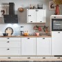 pino Küchenzeile 270 cm, Weiß matt mit Geräteschrank rechts. Einbauküche mit E-Geräten.