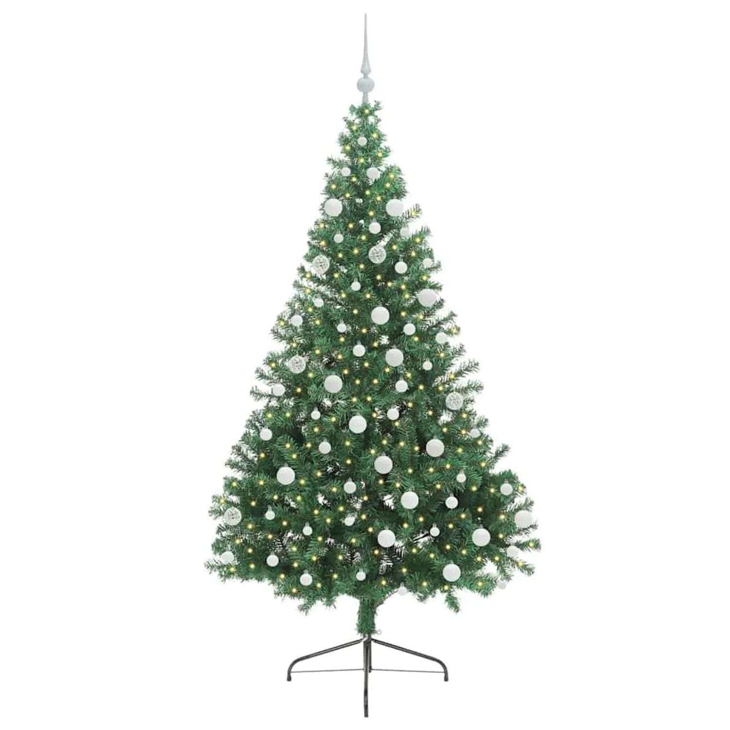 vidaXL Künstlicher Vorbeleuchteter Weihnachtsbaum Grün 180 cm PVC 3397014