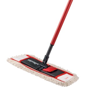 Vileda Wischmat-Combi Flachwischer mit rotem Teleskopstiel für die Bodenreinigung.