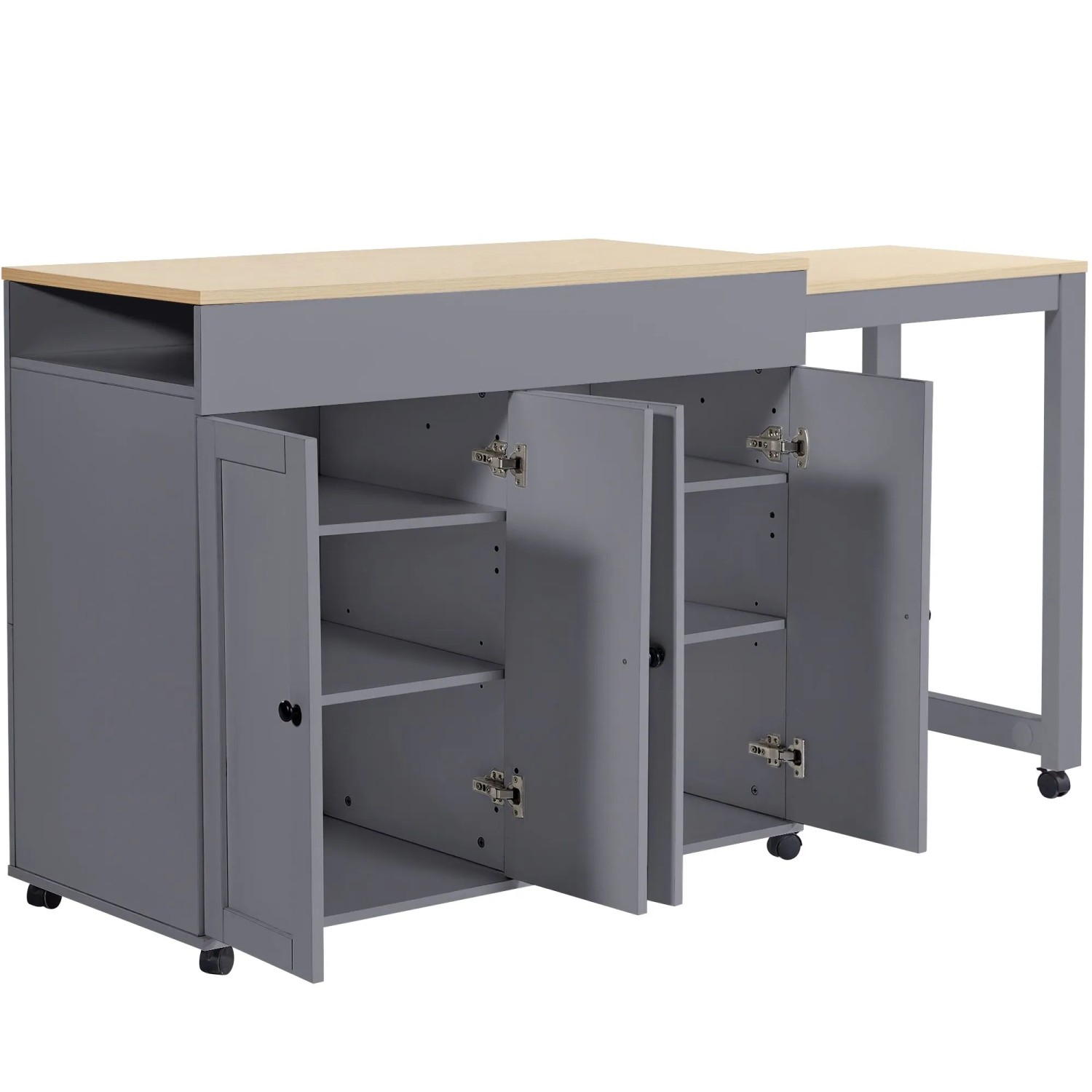 okwish Bartisch mit Stauraum Ablageflächen Esszimmer 118-180x50x94cm Grau