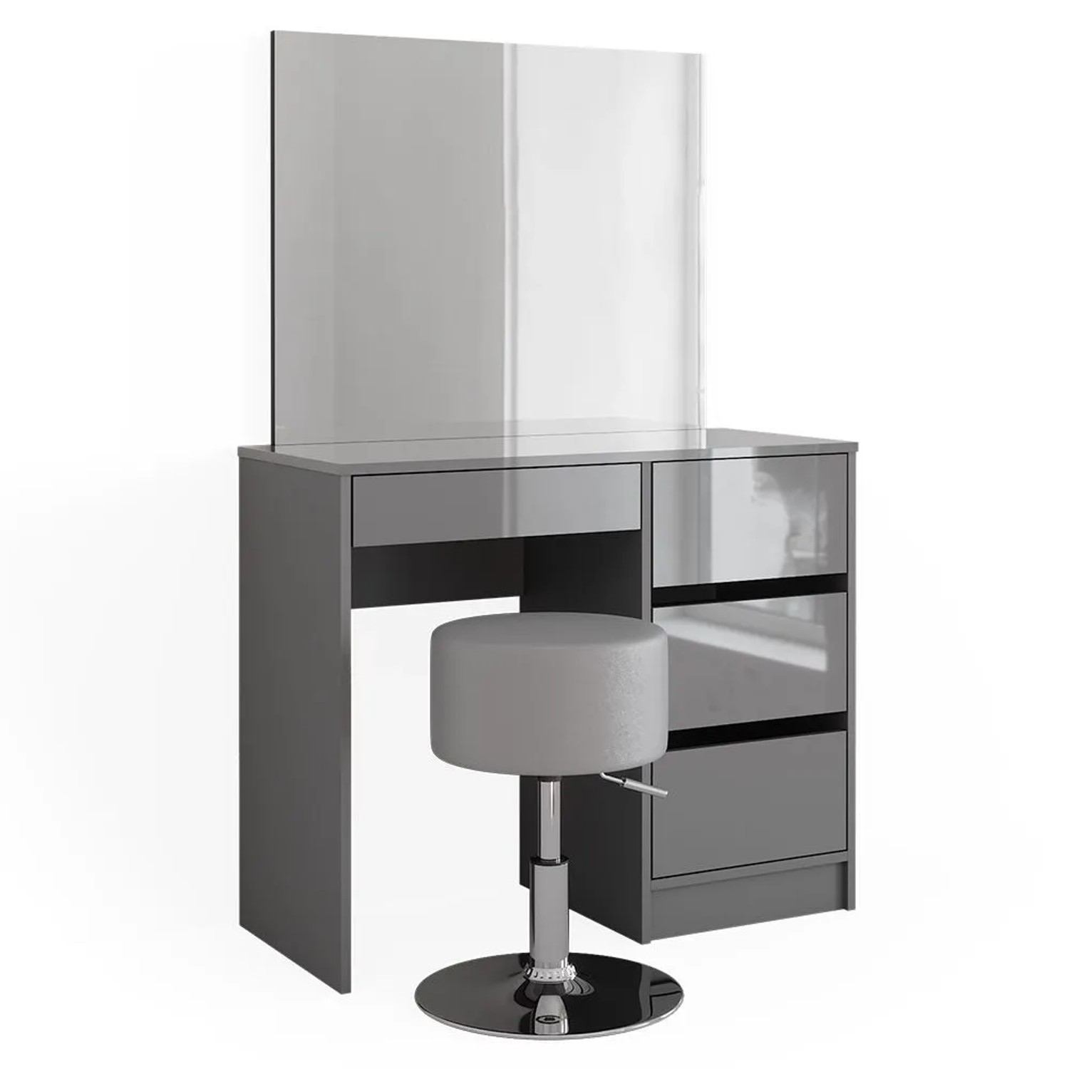 Vicco Schminktisch-Set Sherry Grau 90 x 140 mit Spiegel und Hocker