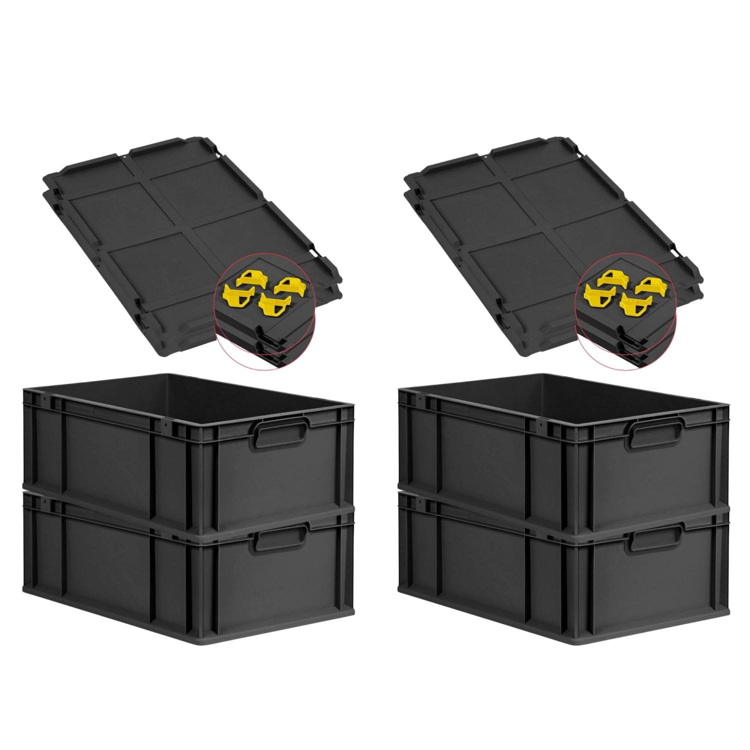 PROREGAL SuperSparSet 4x Eurobox Nextgen Grip Mit Auflagedeckel Und Gelben günstig online kaufen