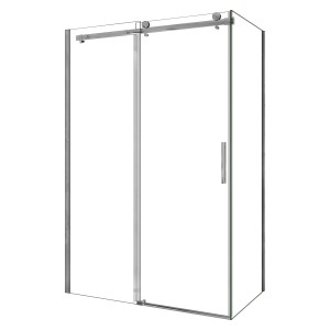 AICA Eckdusche mit Schiebetür, 110x80x195cm, 6mm ESG-Glas, Chromrahmen. Duschkabine für barrierefreies Duschen.