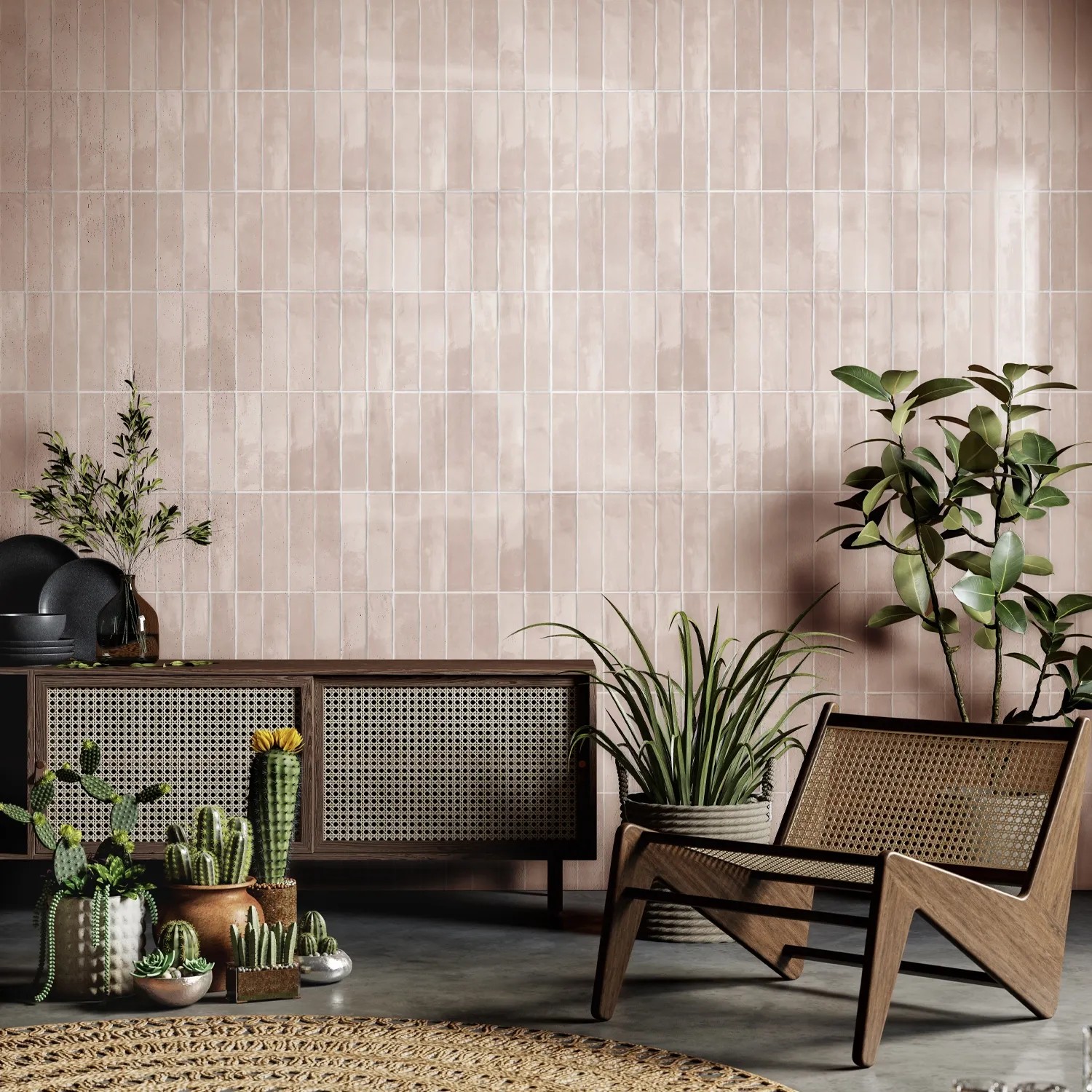 Grosfillex Wandpaneele Element 3D Optik Vertical Tiles Rose, 260x37,5cm. Dekor-Paneele in 3D Optik.