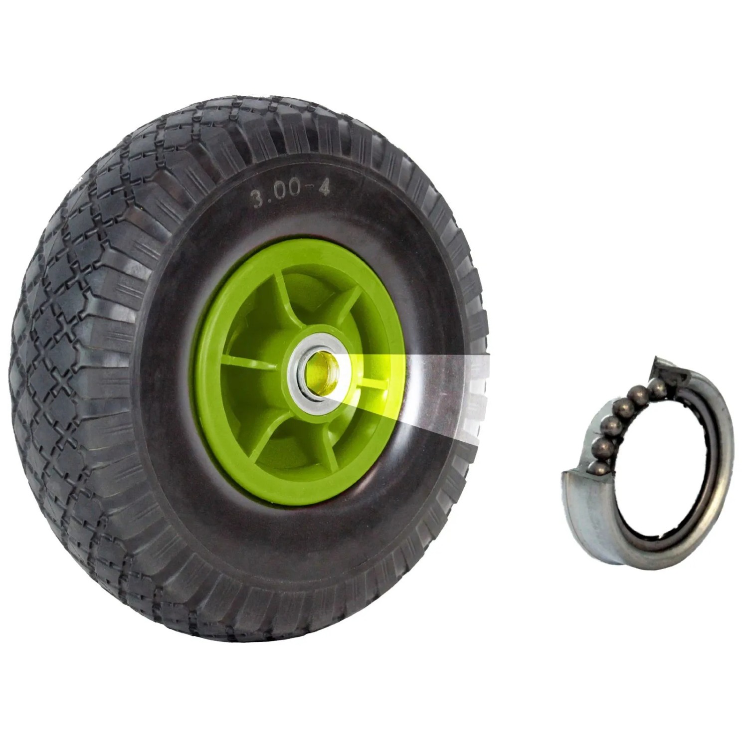 TRUTZHOLM Sackkarrenrad Luftrad 260x85mm 3.00-4 60mm Versetze Nabe Durchmesser 20mm 4PR Gewebe Grün