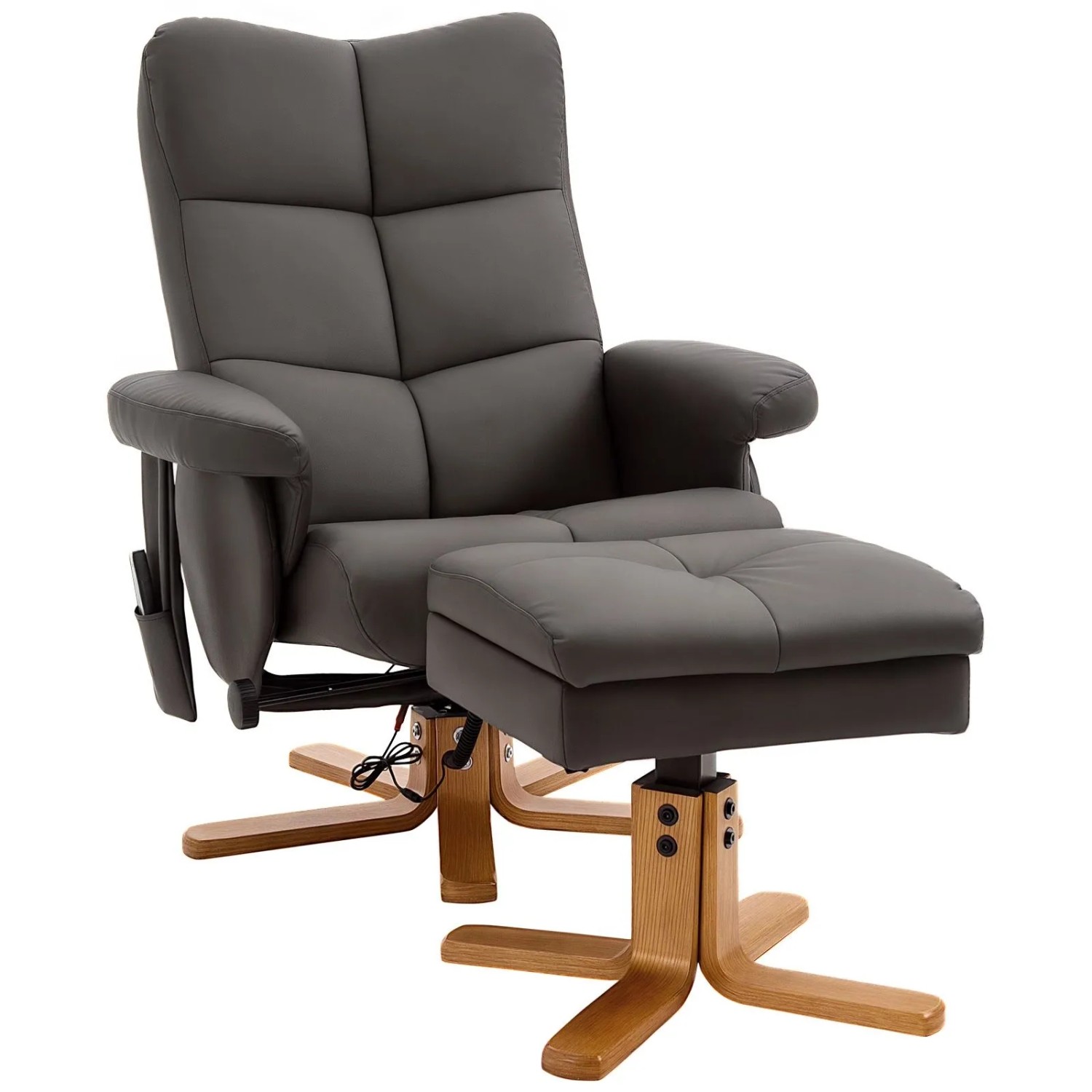 HOMCOM Massagesessel mit Fußhocker 145 Grad Neigbar Braun 80 x 86 x 99 cm