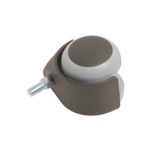 Parkett-Doppelrolle mit Gewinde, Ø 50mm, Traglast 40kg, für empfindliche Böden.