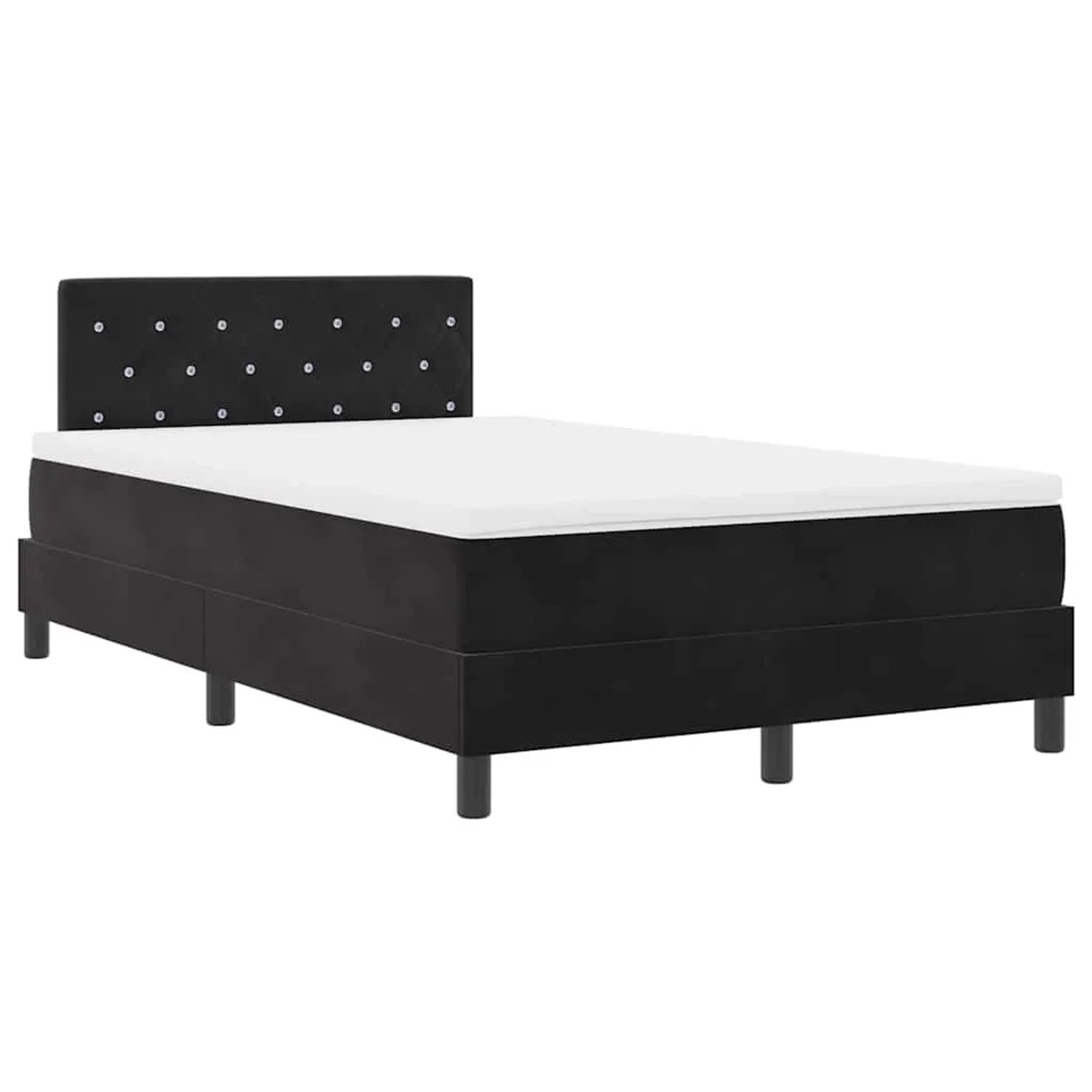 vidaXL Boxspringbett mit Matratze Schwarz 120 x 200 cm Stoff 3339100