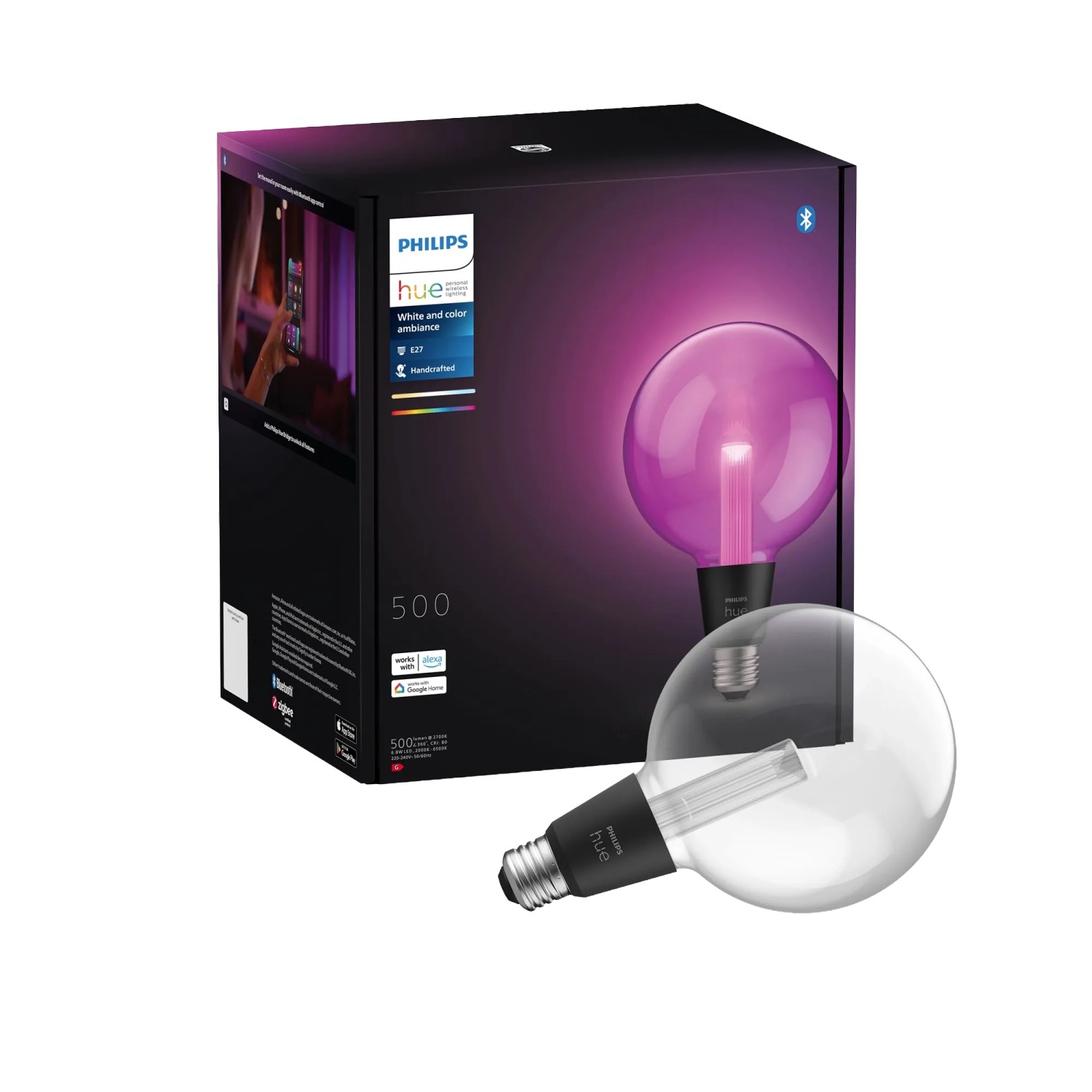 Philips Hue Smart-LED-Leuchtmittel E27 Giant Globe 6,8 W 500,m 19,7 x 12,5 cm