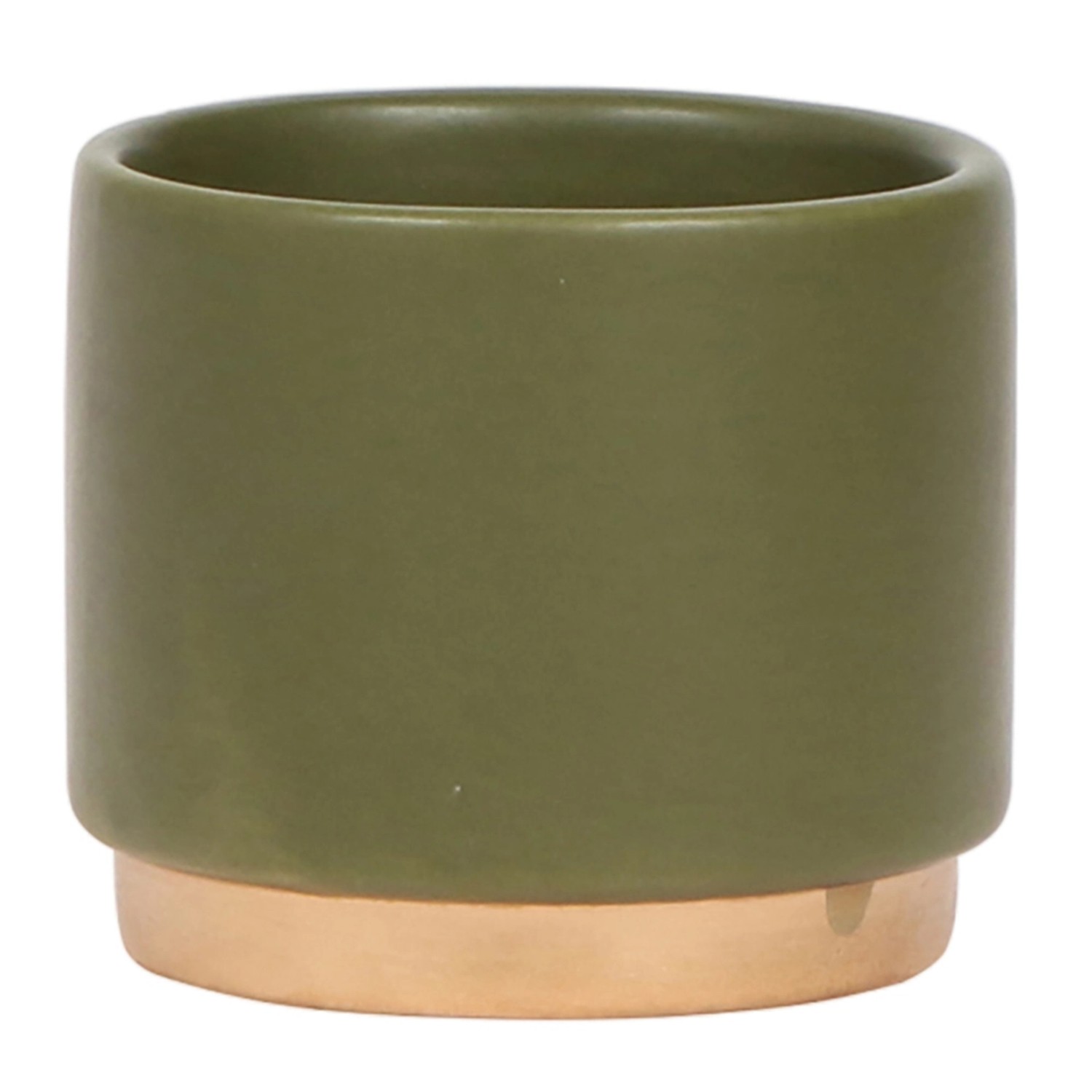 Keramik-Übertopf Gold Foot Jungle, grün/gold, Ø 6cm, für Zimmerpflanzen.