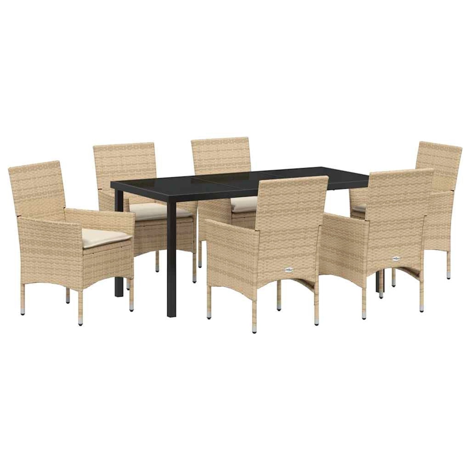 vidaXL Garten Essgruppe mit Kissen 7-Tlg Beige Poly Rattan 3379804 günstig online kaufen