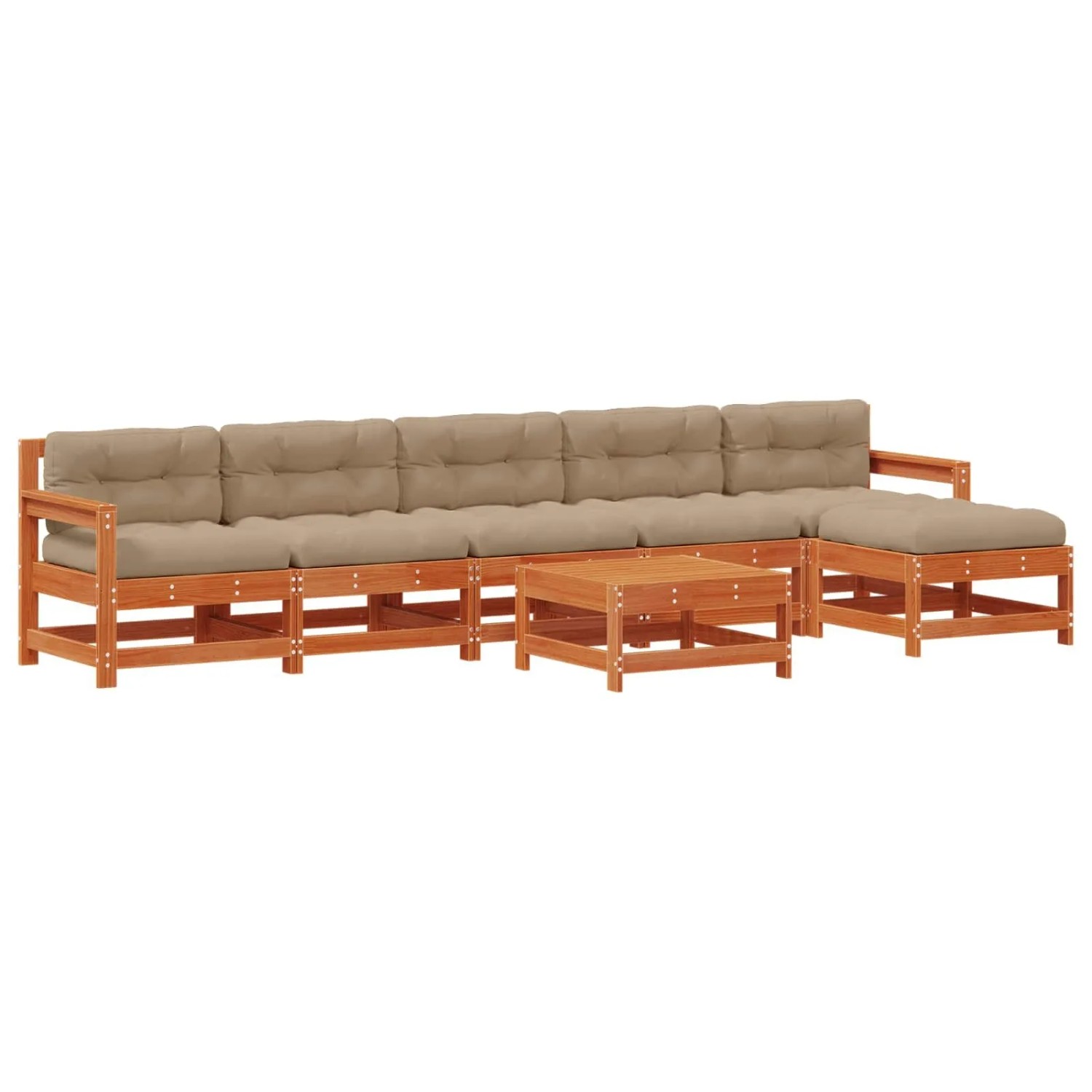 vidaXL Garten-Lounge-Set 7-Tlg Wachsbraun Massives Kiefernholz 3418092