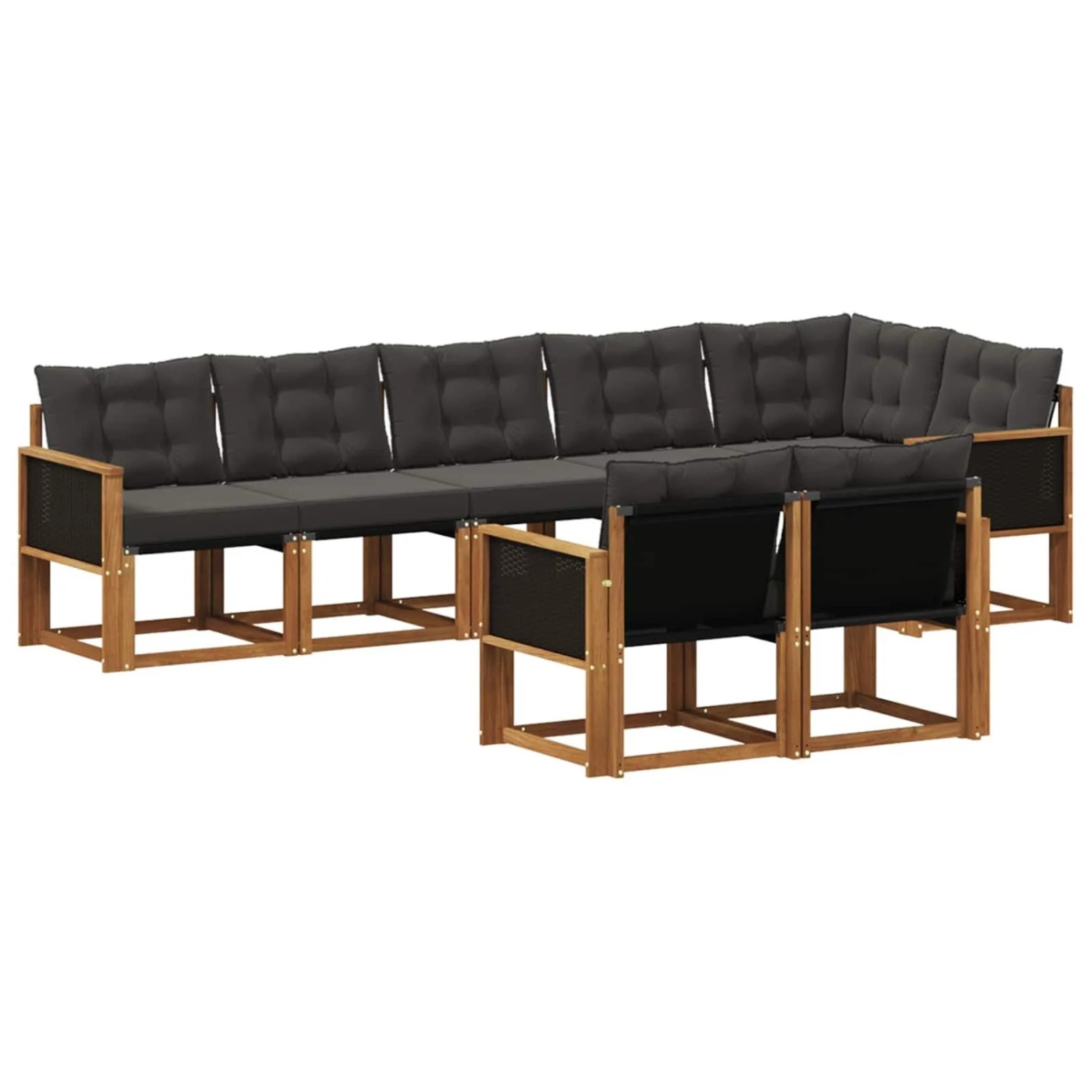vidaXL Outdoor-Sofagarnitur mit Kissen 8 Stk Natur und Schwarz 3382024