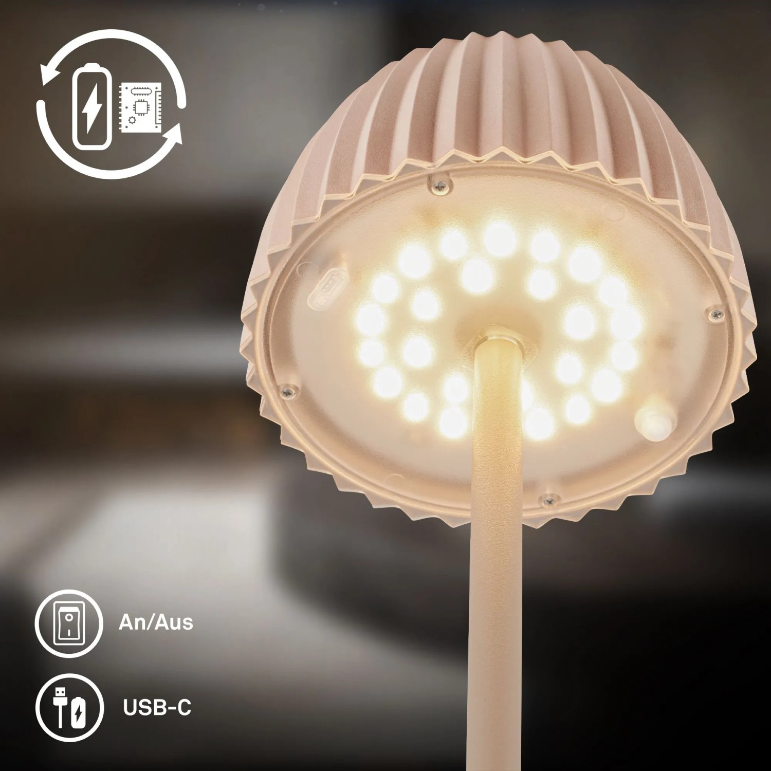 Brilo Akku-Stehleuchte Riffle Dimmbar Touch Lichtkante Beige_8