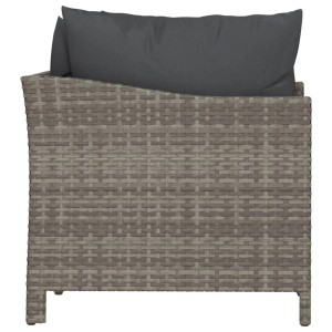 Graues 2-tlg. Garten Lounge Set aus Polyrattan mit dunklen Kissen.