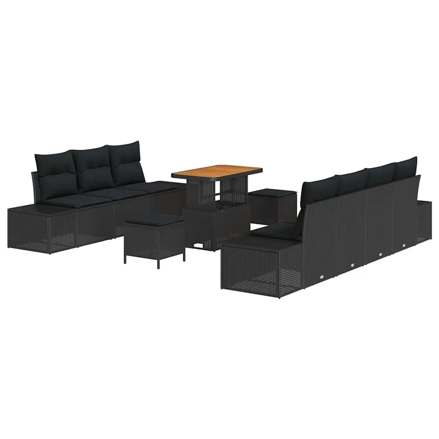 vidaXL Gartensofa-set mit Kissen 10-Tlg Schwarz Poly-Rattan 3364699 günstig online kaufen